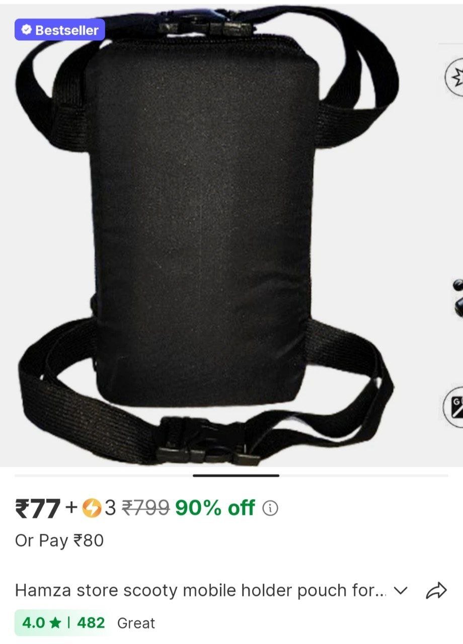 hamza store scooty mobile holder pouch for mount of handle bar free with cable protector bike mobile