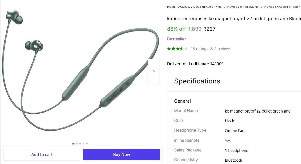 kabeer enterprises ke magnet on off z2 bullet green anc bluetooth gaming headset
