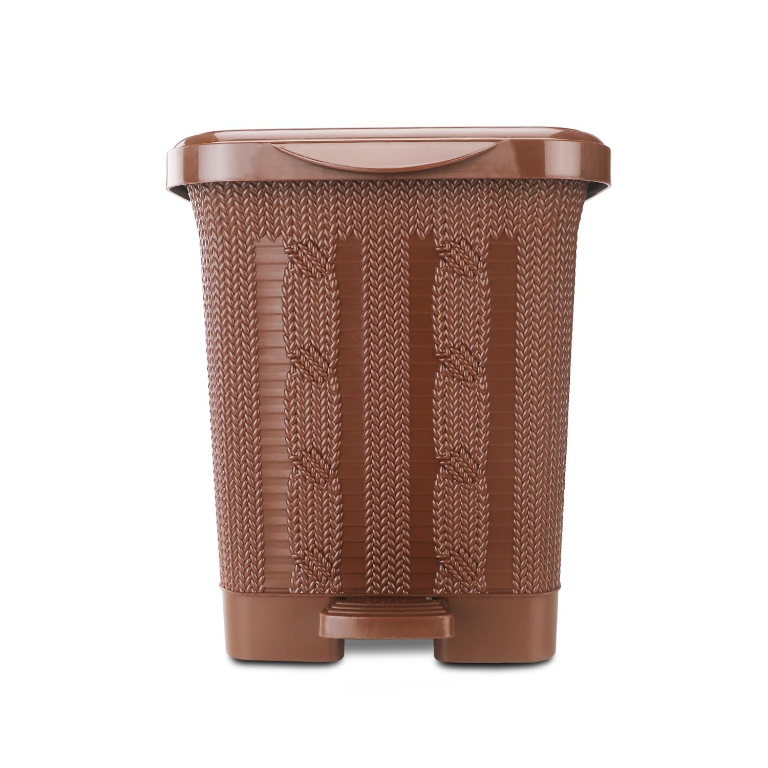 Nayasa Mikado Plastic Waste Paper | Small | Table Top Multi Purpose Dustbin With Lid | Waste Paper Bin | Plastic Pedal Waste Bin | Ideal For Home/Kitchen/Office | Brown