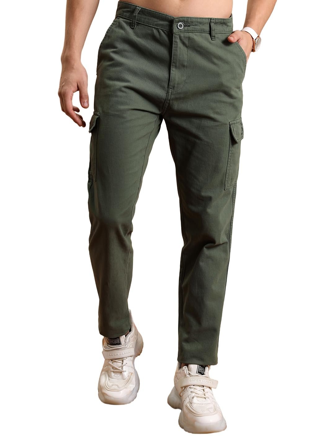 Highlander Men's Tapered Fit | Cargo Trousers | Sleek & Functional | Utility Pockets | Trouser for Men | Men Trousers