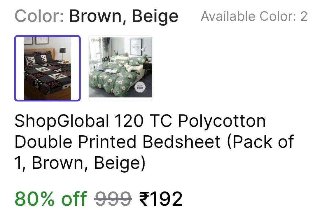 shopglobal 120 tc polycotton double printed bedsheet