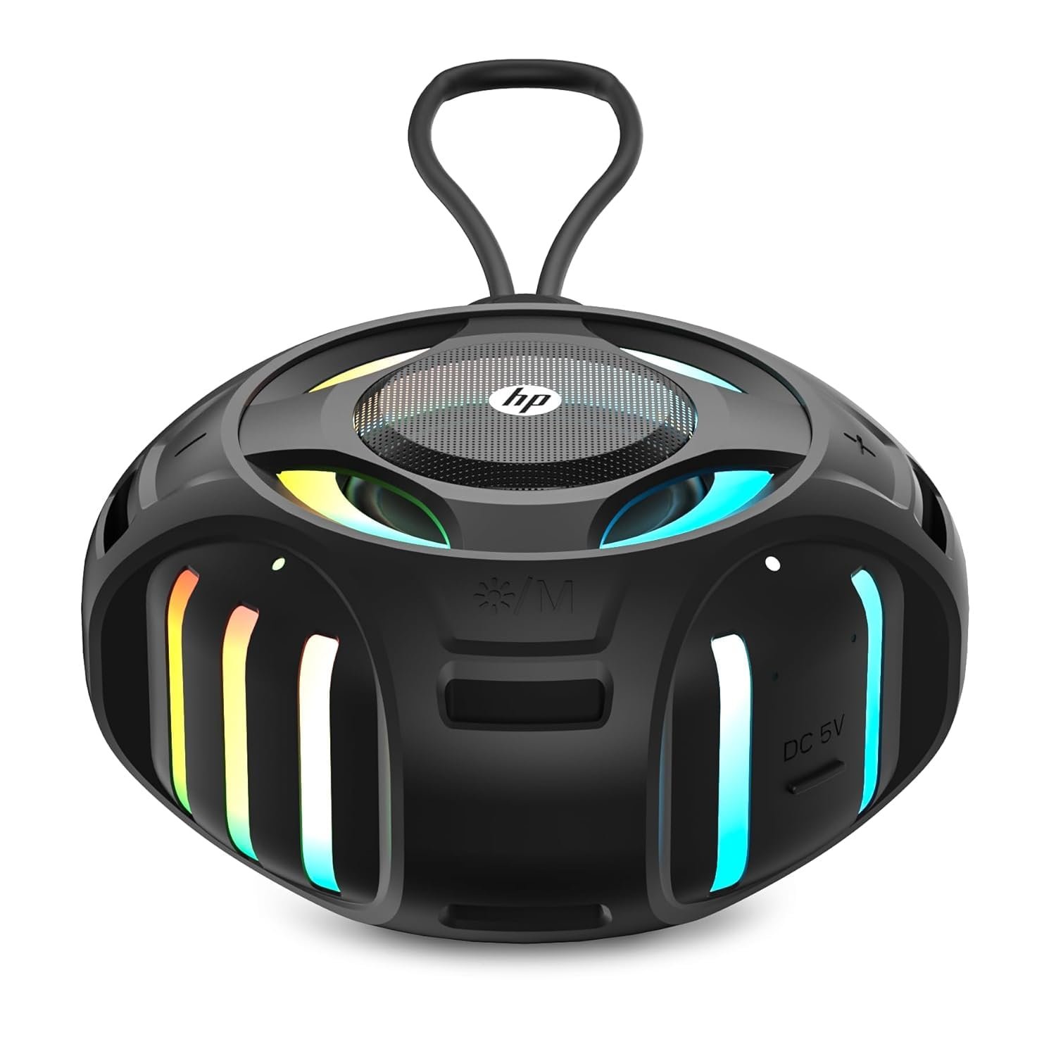 HP S305 Wireless Bluetooth Speaker (A20QDAA) | RGB LED Lights | Bluetooth 5.3 | IPX7 Waterproof | 20-Hour Playtime | Built-in Mic | USB-C Charging | Volume Control | Portable | Black (Black) (A20QDAA)