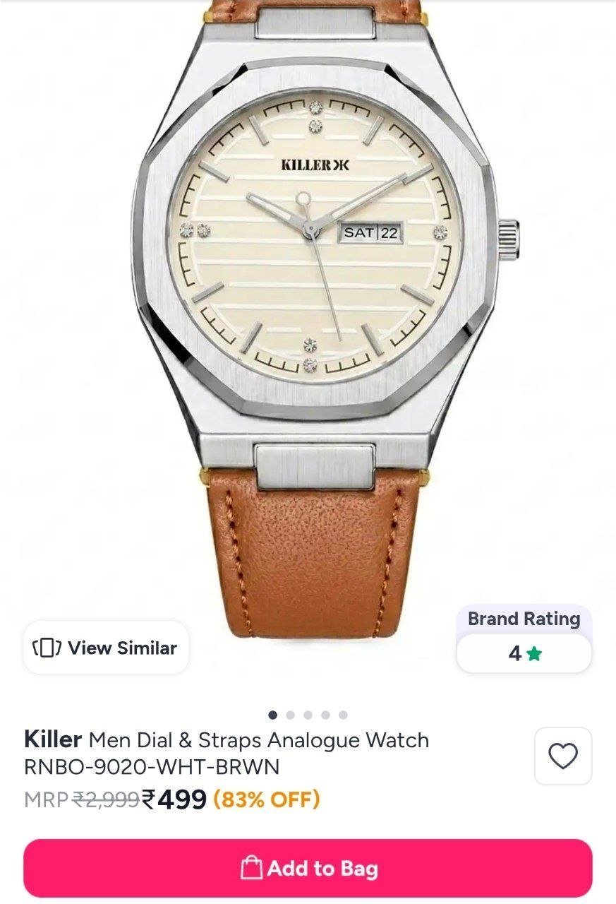 Buy Killer Men Dial & Straps Analogue Watch RNBO 9020 WHT BRWN -  - Accessories for Men