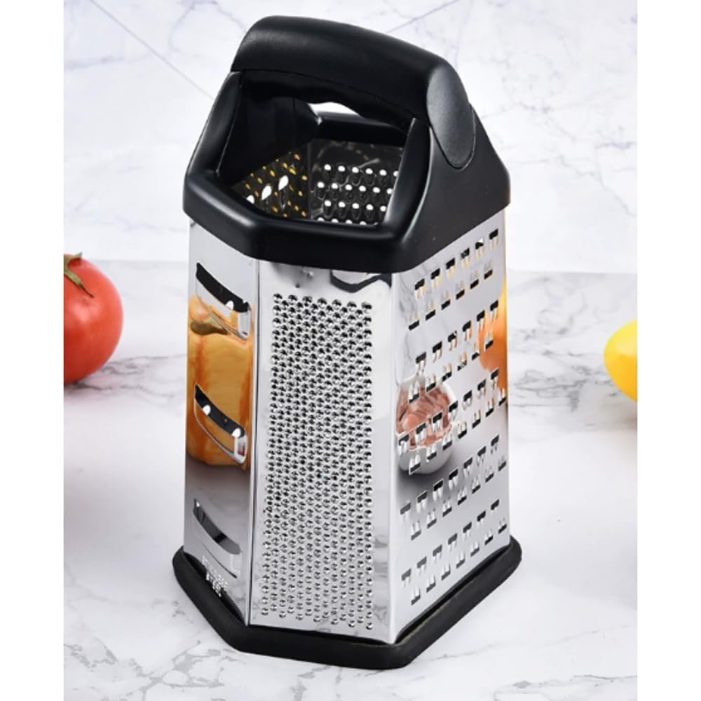 6 Side Stainless Steel Professional Multi Purpose Grater | 8 Inch | Vegetable Chopper Slicer Kitchen Cutter, Shredder for Cheese & Vegetables