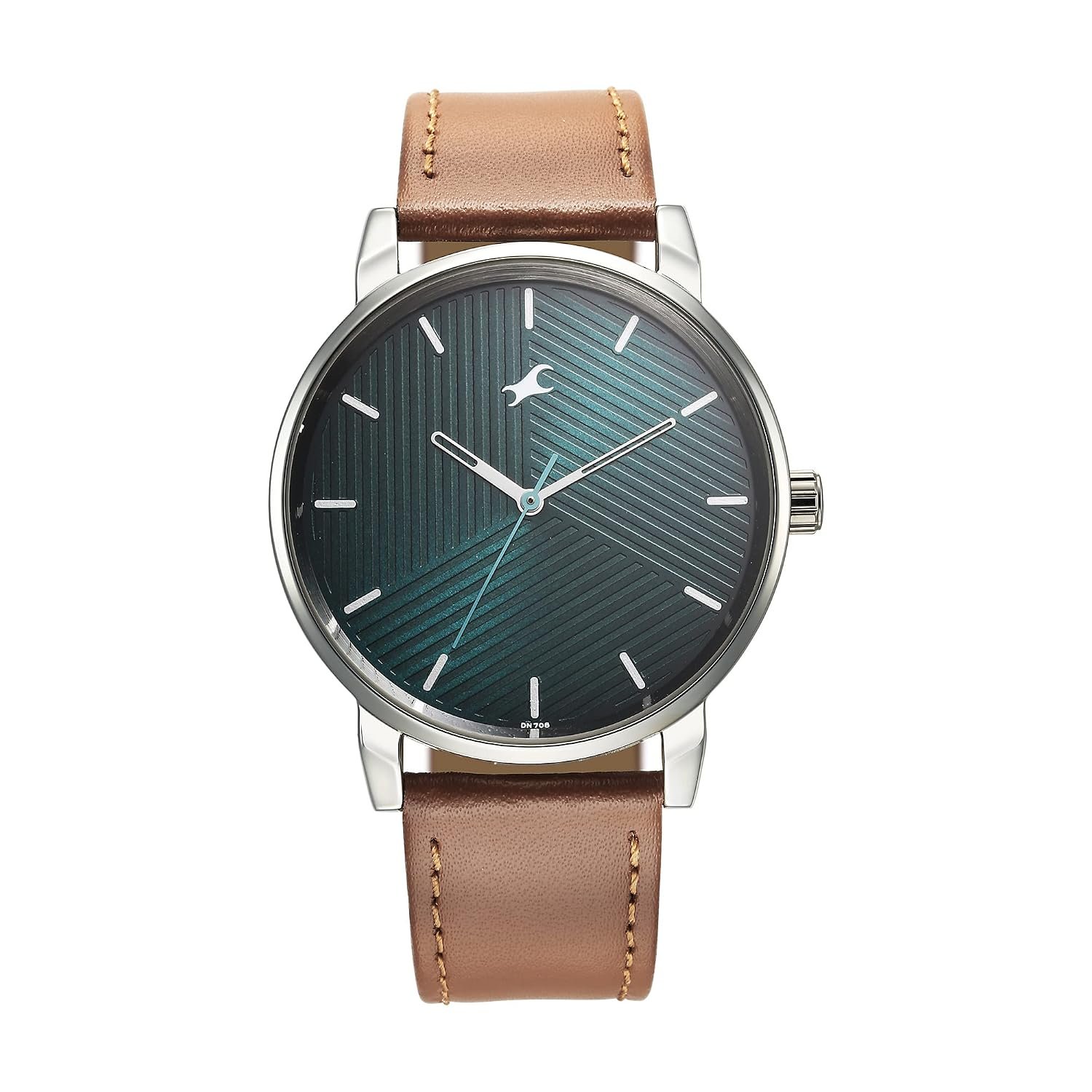 Fastrack Men Stunners Quartz Analog Green Dial Brown Leather Strap Watch for Guys - 3278SL03