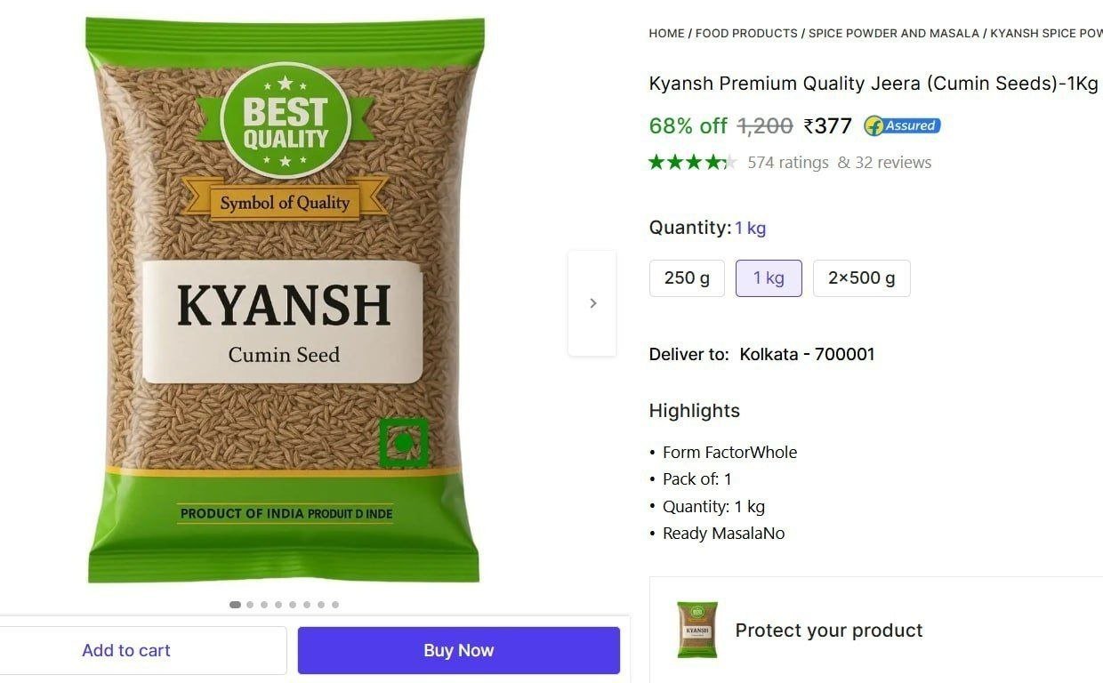 kyansh premium quality jeera cumin seeds 1kg pack 1 1000 g