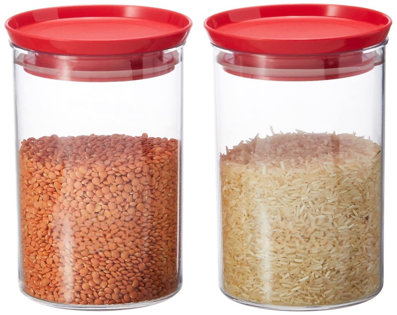 GOPI Plastic Storage Jar and Container Set I Air Tight & BPA Free Containers for Kitchen Storage Set I Grocery Kitchen Container Set I Multipurpose Jar, 900 Ml Each, Set 2, Red