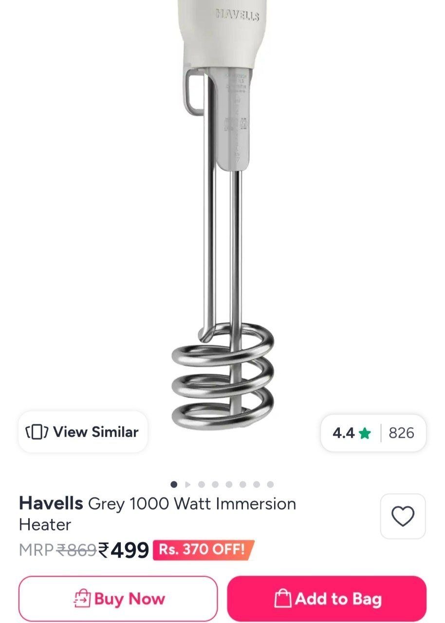 Buy Havells Grey 1000 Watt Immersion Heater -  - Home for Unisex