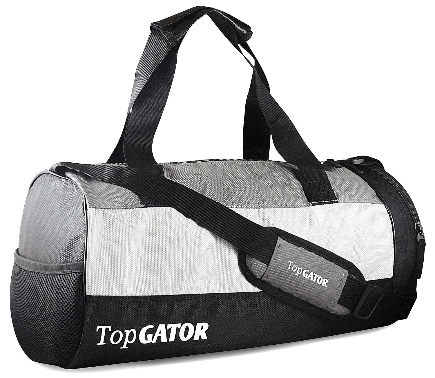 Polyester Gym Bag Sports Duffel With Shoe Compartment 34 L (Grey/Black), 25 Cm