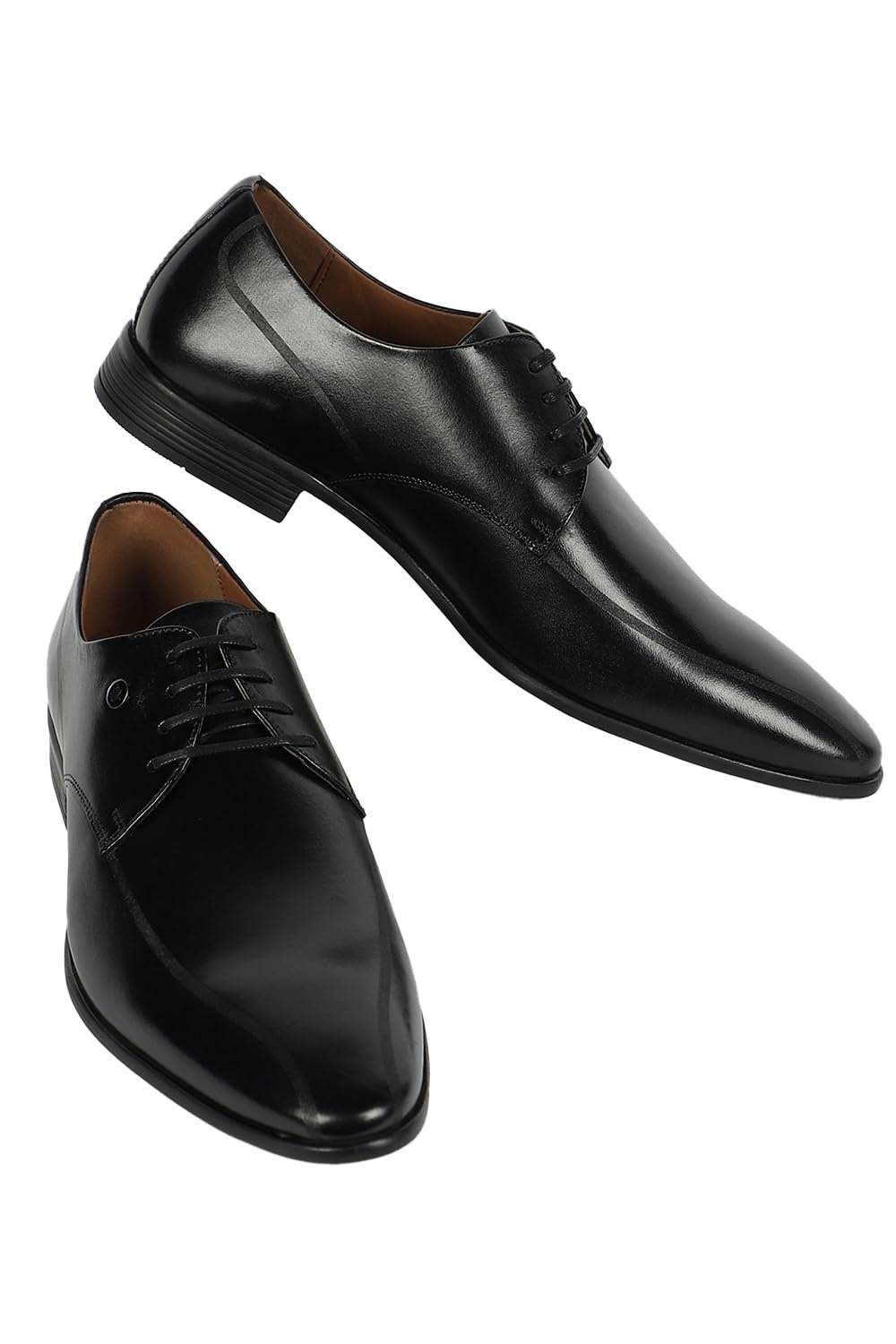 Louis Philippe Men Premium Leather Breathable Lining Material Anti Slip with Heel TPR Sole Formal Derby Shoes
