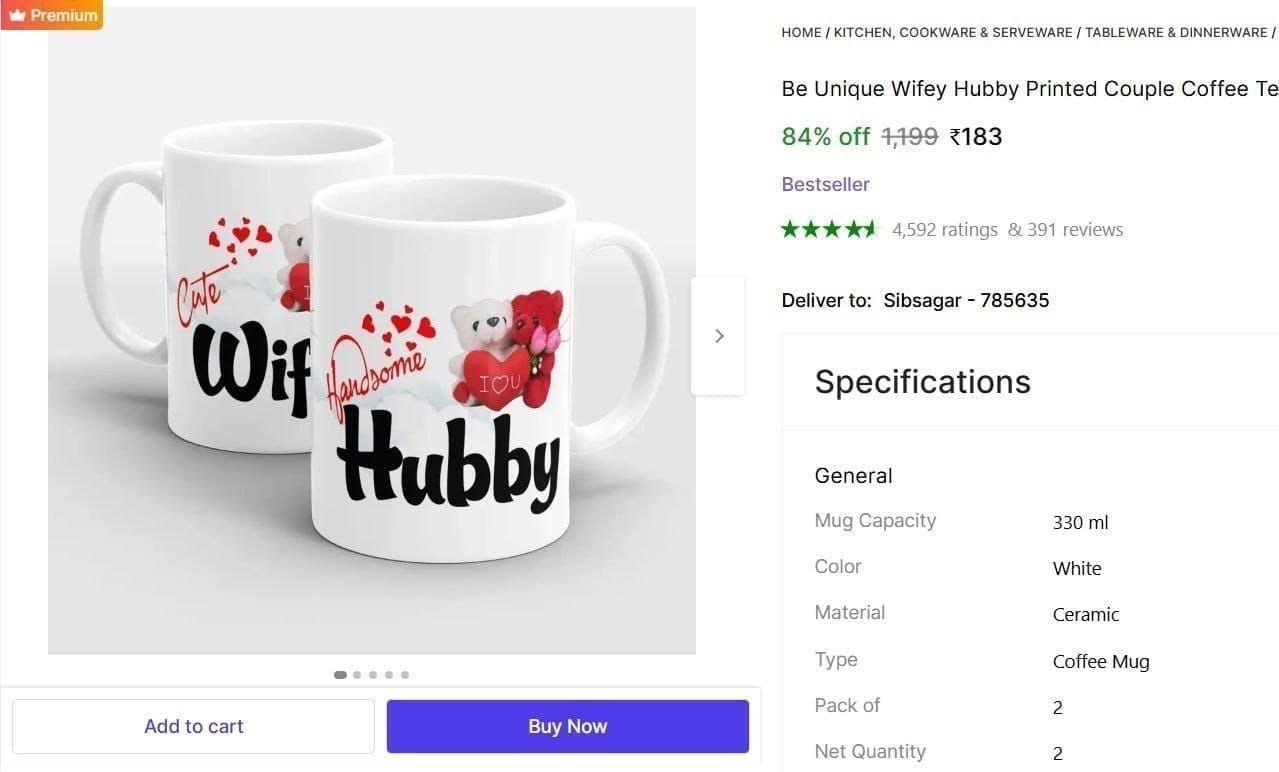 unique wifey hubby printed couple coffee tea cup husband wife ceramic mug