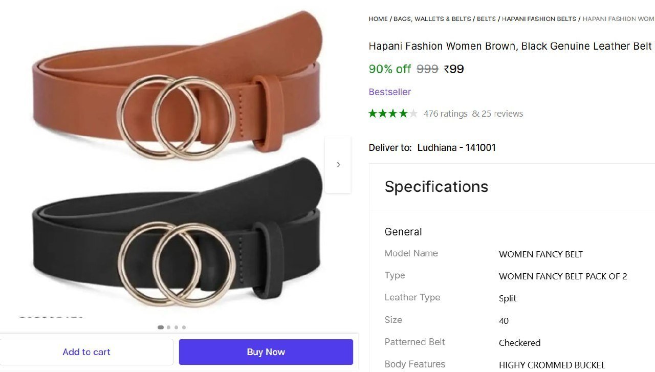 hapani fashion women brown black genuine leather belt