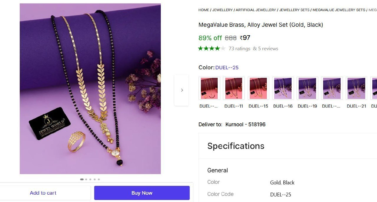megavalue brass alloy jewel set
