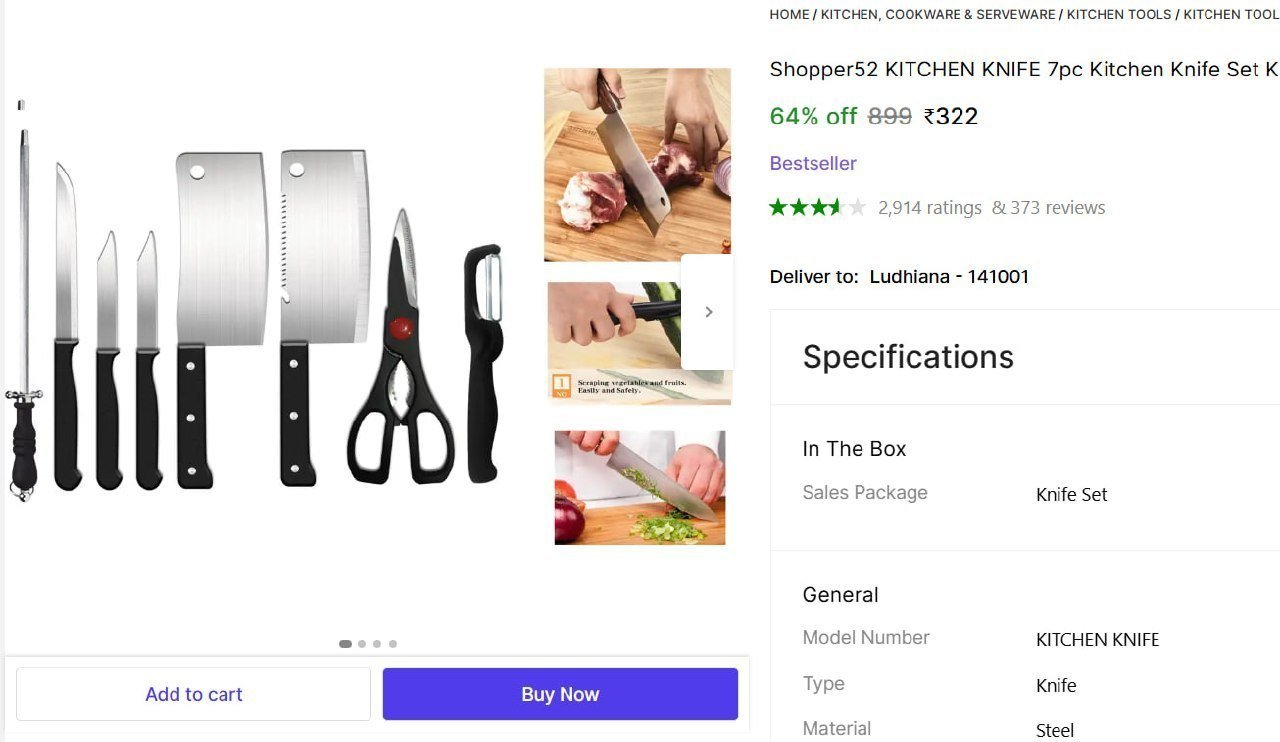 shopper52 kitchen knife 7pc set tool