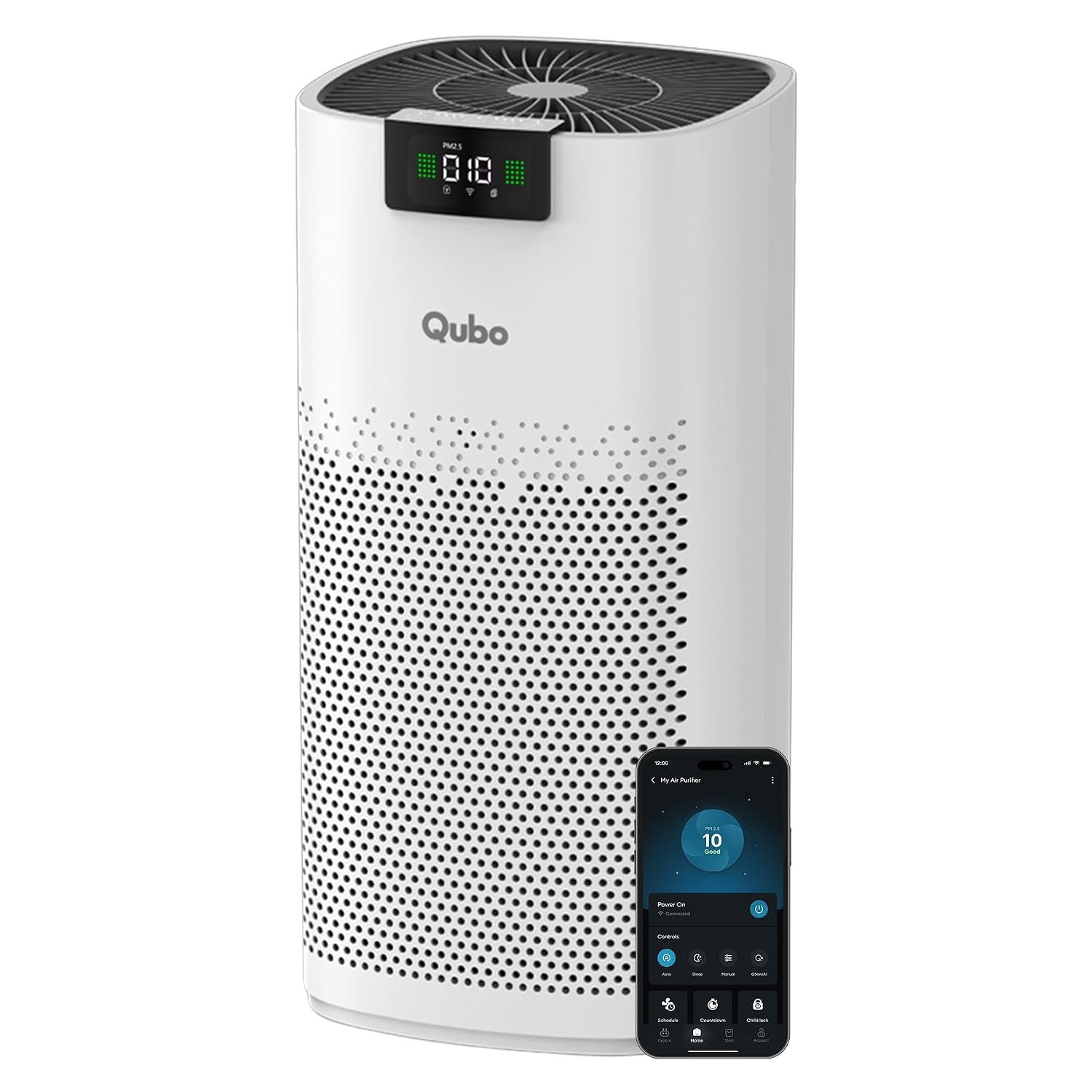 Qubo Q600 Smart Air Purifier for bedroom & living room by Hero|Up to 600 SqFt|True HEPA H13|Removes 99.99% Dust, Allergens,Smoke & PM2.5| 450 m³/h CADR|5-Stage Filter|App Control|9000Hrs Filte