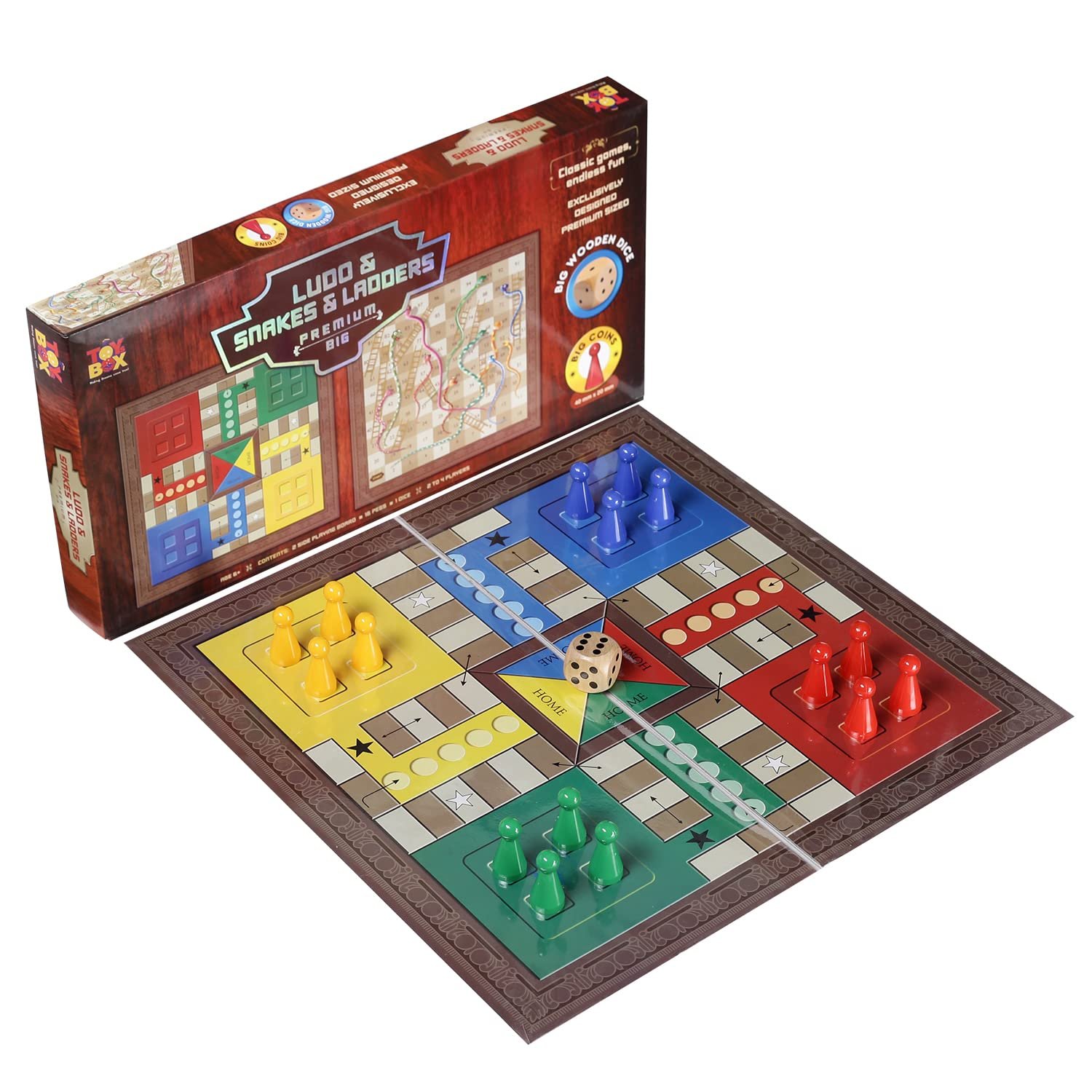 Ludo and Snakes & Ladders Premium Big Classic Board Game to Play with Kids and Adults
