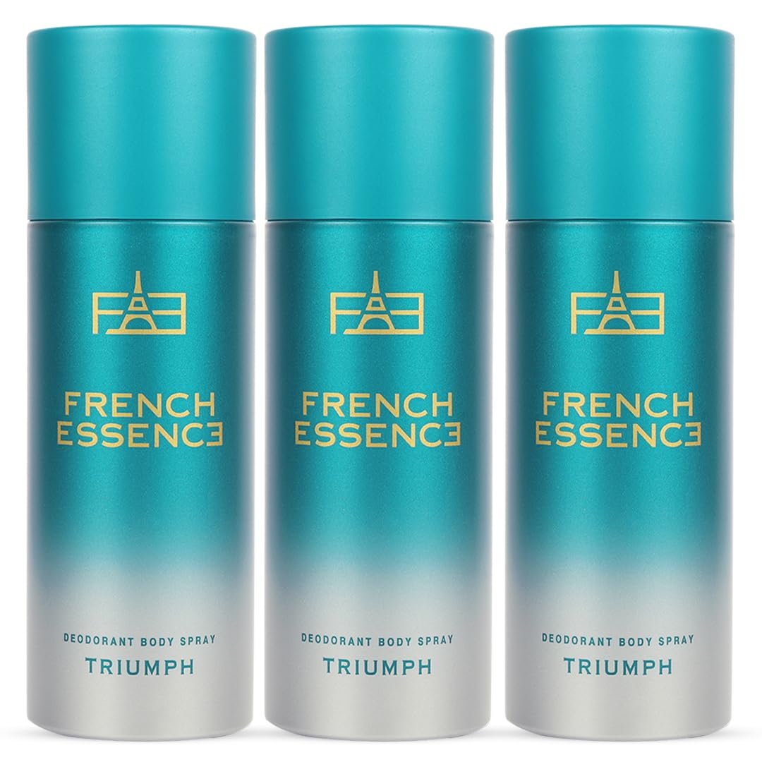 French Essence Triumph Body Spray for Men | Long Lasting Deodorant with Fresh Scent | Strong Perfume Deo for Men | 150ml Each - Pack of 3