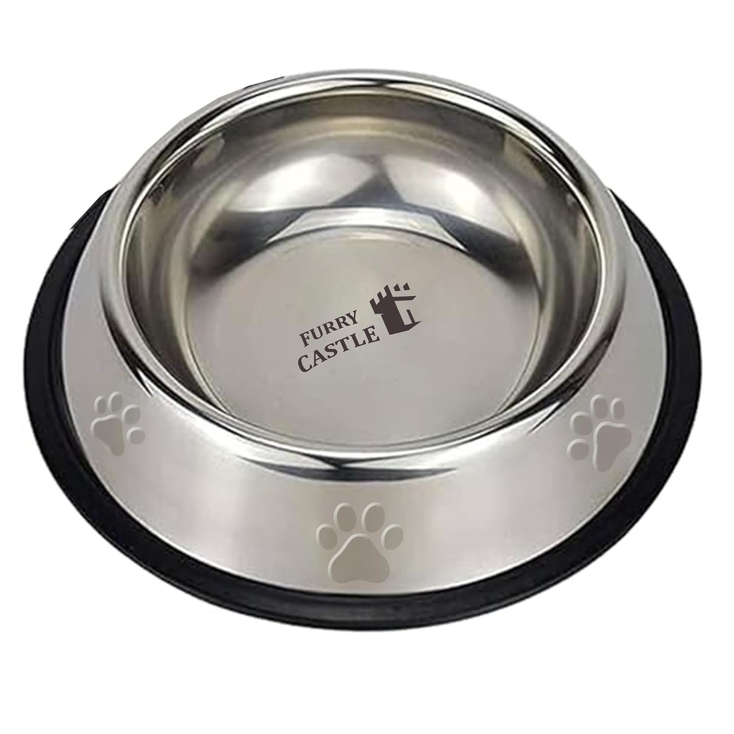 Stainless Steel Dog Bowl – Non-Slip Anti-Skid Rubber Base Pet Food & Water Bowl | Hygienic, Rust-Free & Dishwasher Safe | Medium to Large Dog Feeder Dish | 700 ml, Silver, Pack of 1