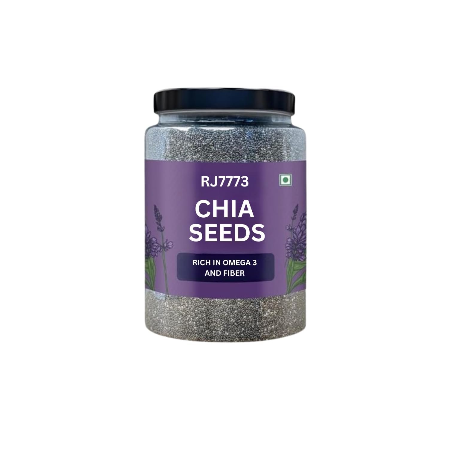 RJ 7773 Chia Seeds - 100% Clean Chia Seeds for Eating | Certified Organic | Seeds for Weight Management | Rich in Calcium, Protein & Fiber, Omega 3 and Antioxidant | Healthy Snacks (500g)