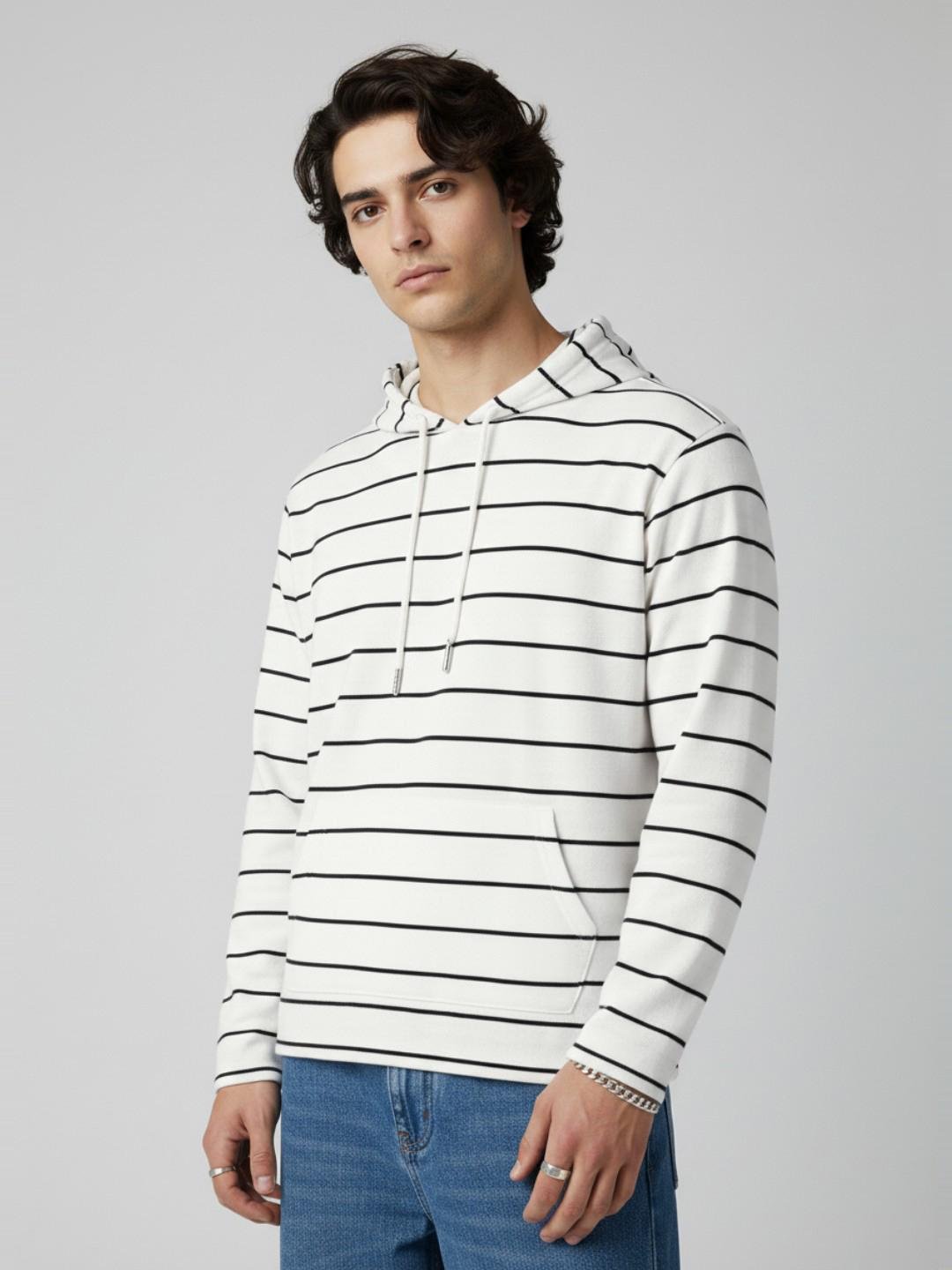 Buy Glitchez Striped Hooded Relaxed Sweatshirt -  - Apparel for Men