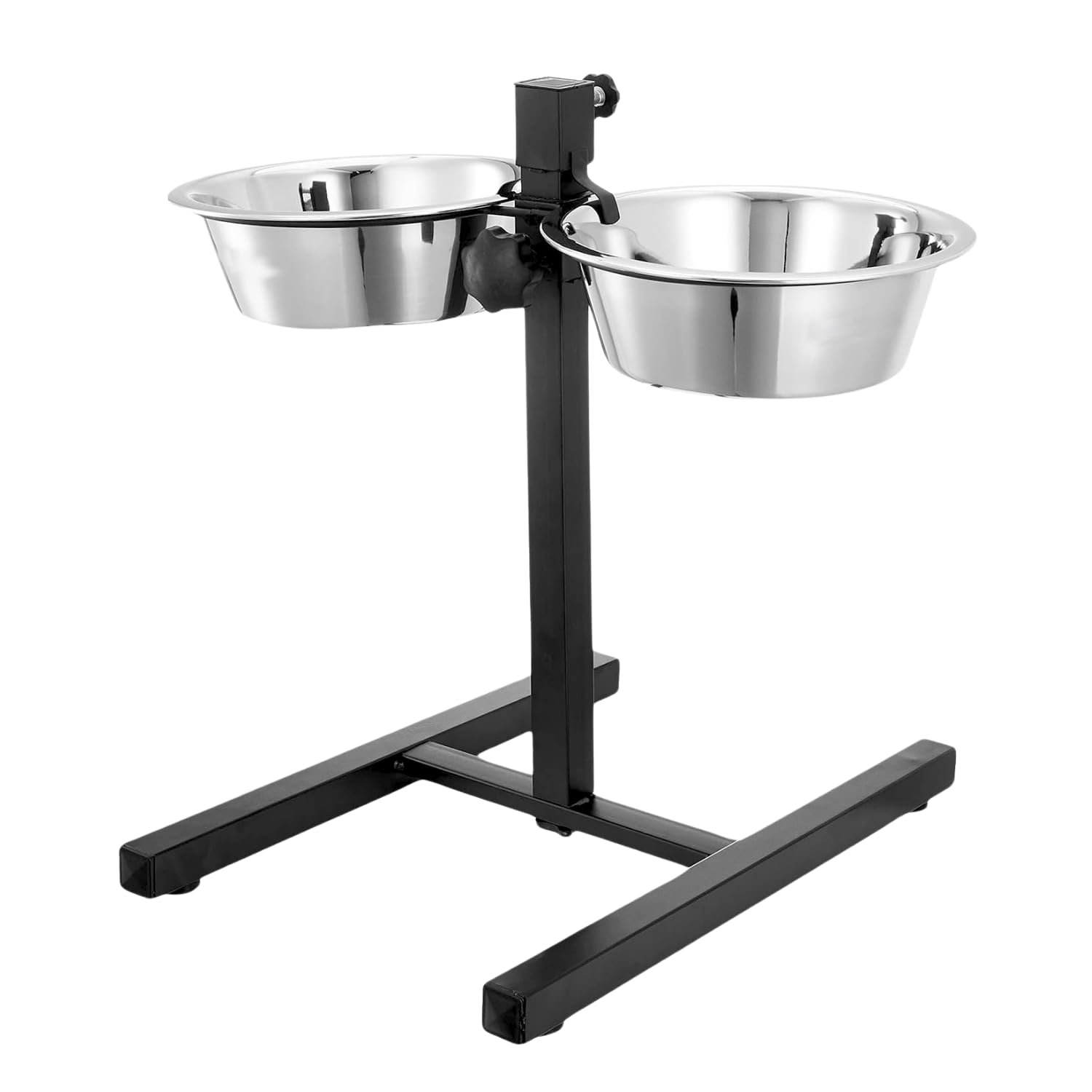 PETS EMPIRE Adjustable Pets Bowl Elevated Double Diner Dog Bowls (900 ml x 2) | H-Base Stand with Stainless Steel Removable Bowls | Pet Feeder Raised Dog Food Bowl - Dog Feeding Station
