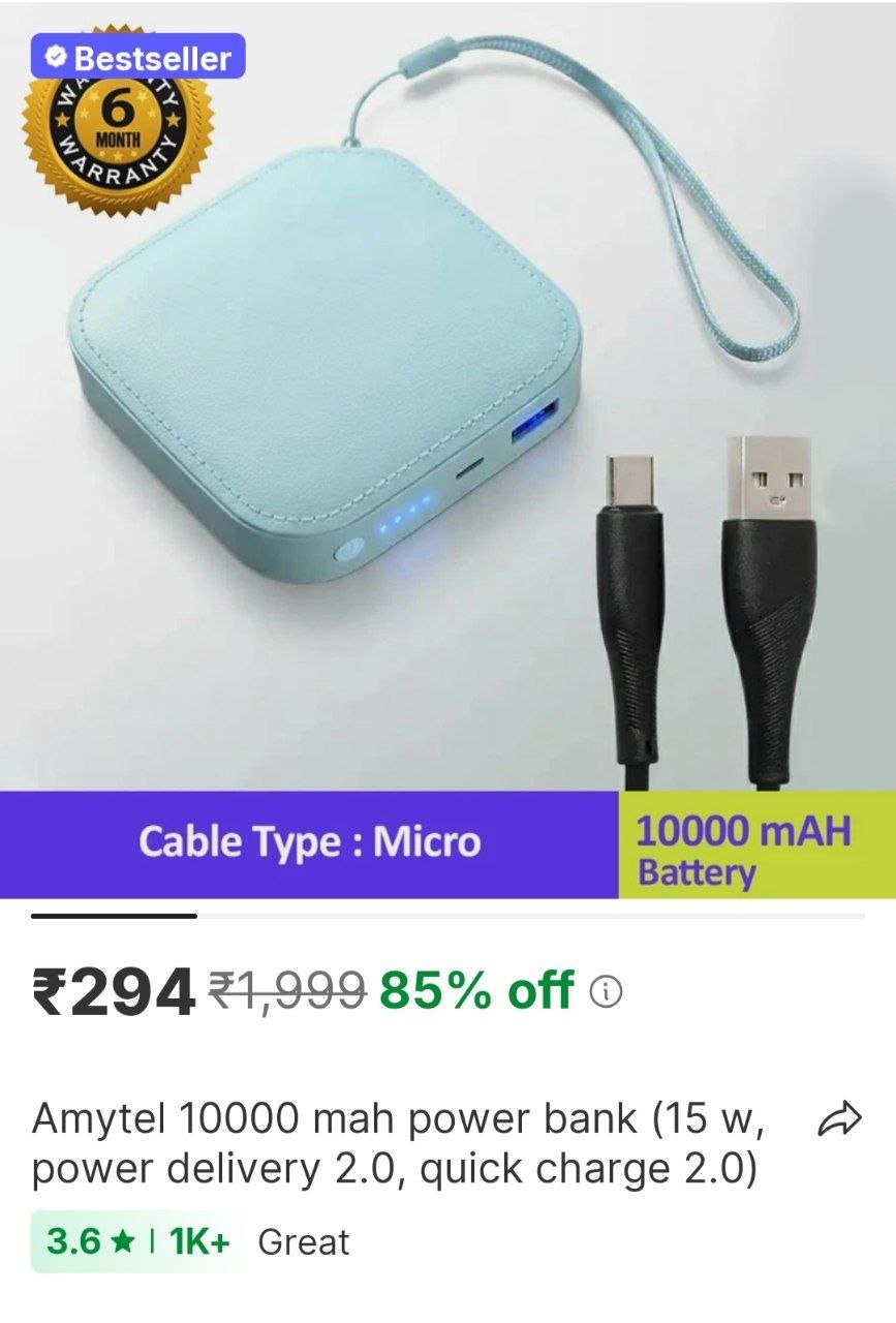 amytel 10000 mah power bank 15 w power delivery 2 0 quick charge 2 0