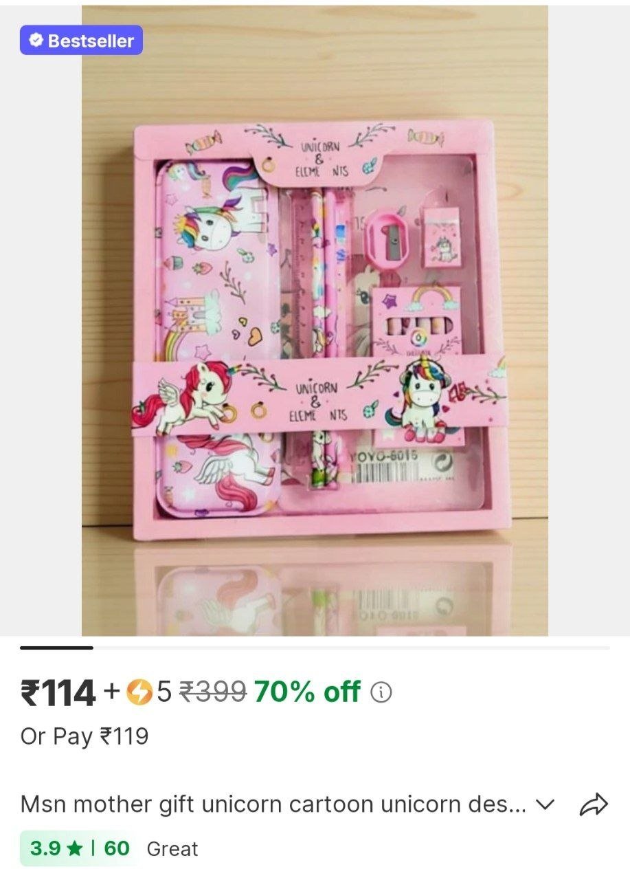 msn mother gift unicorn cartoon unicorn designed stationery geometry box