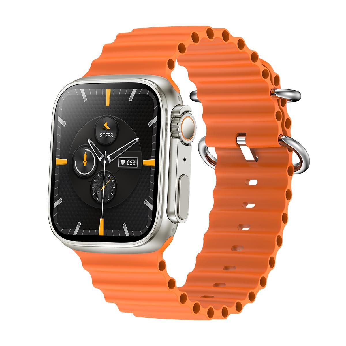 pTron Reflect Pro 1.85" Smartwatch, Bluetooth Calling, Full Touch Display 600 NITS, Digital Crown,Metal Frame, 100+ Watch Faces, HR, SpO2, Voice Assist, 5 Days Battery Life, IPX68 Waterproof (Gold