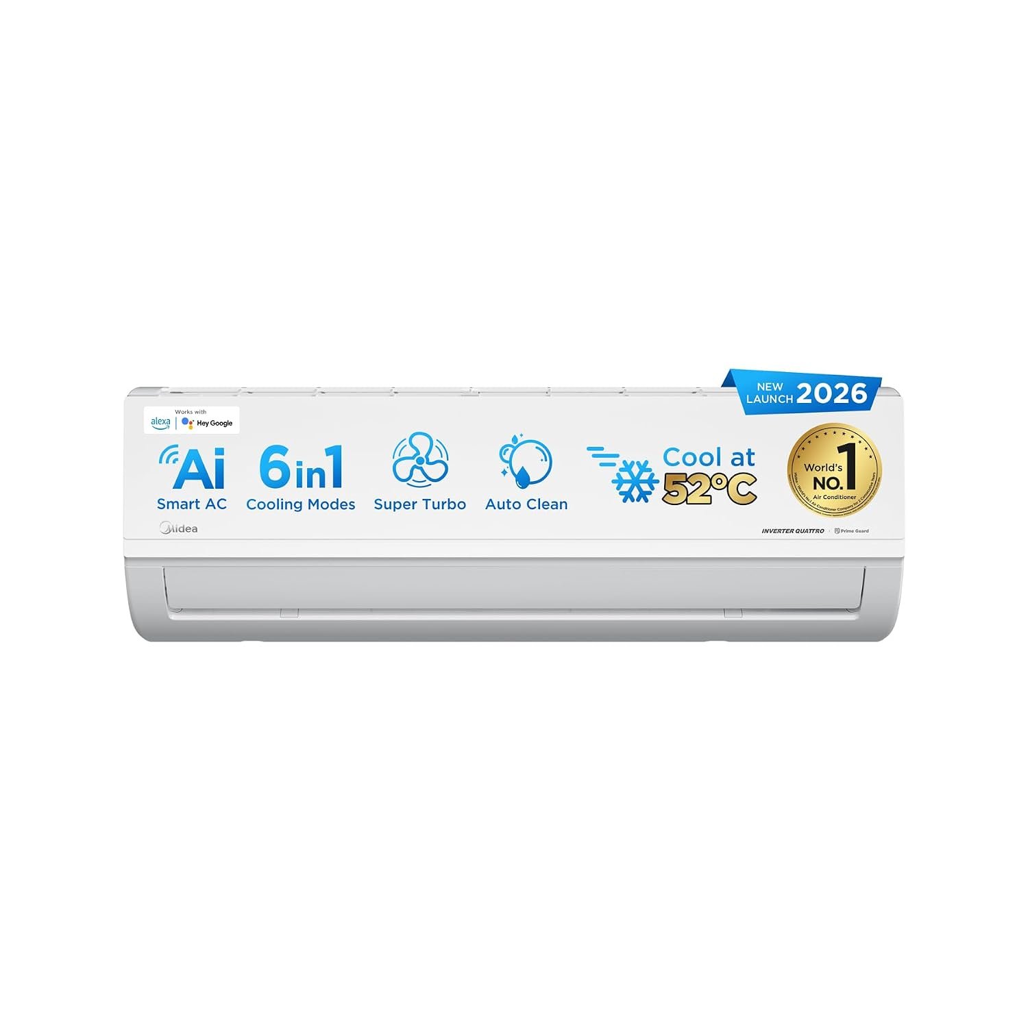 Midea 1.36 Ton 3 Star Inverter Split AC, Wi-Fi & 6-in-1, MAI18SD3R36W0/W1