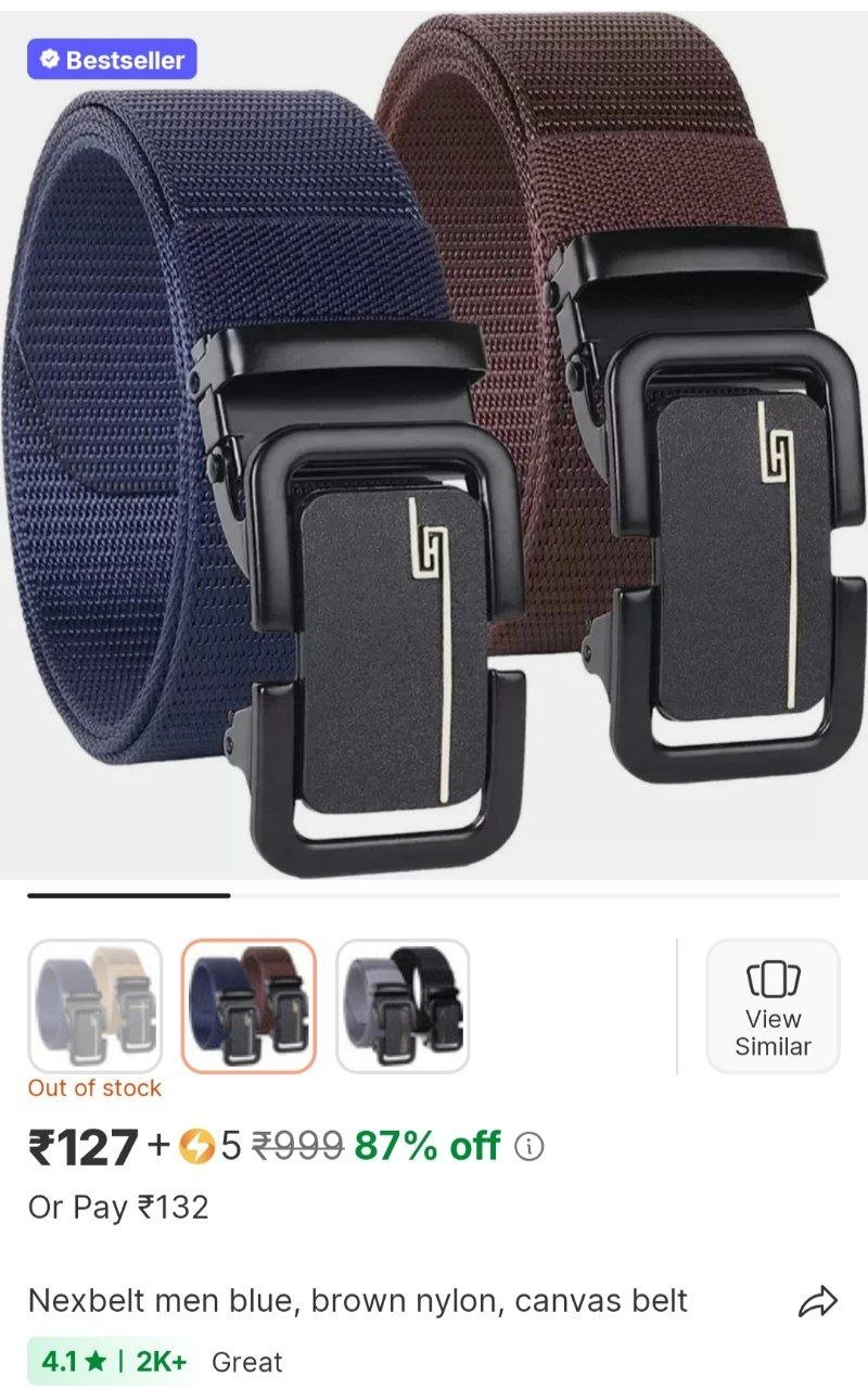 nexbelt men blue brown nylon canvas belt