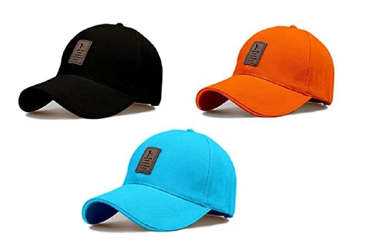 SELLORIA Brand A Soft Cotton Adjustable Unisex Cap Quick Drying Sun Hat Protection for Men and Women (Freesize) Multicolour Pack of 3