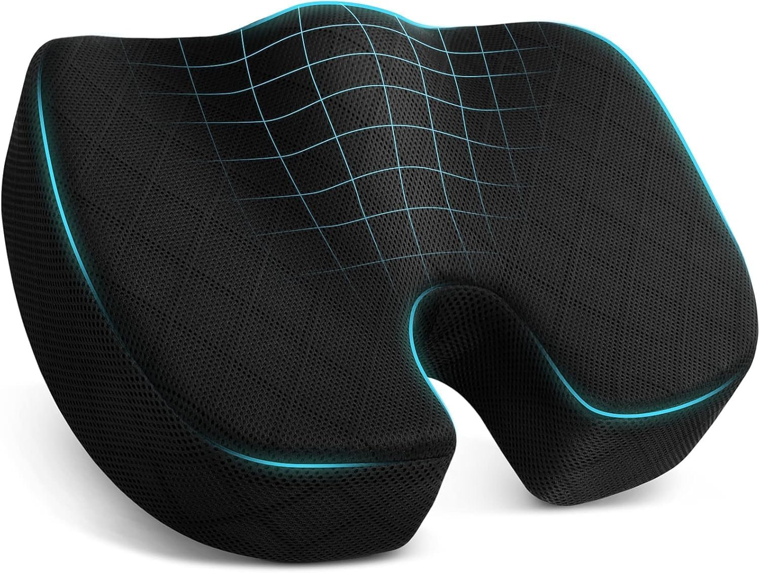 TEKCOOL Cotton Orthopedic Coccyx Cushion For Tailbone Pain Car SeatCushions For Chair Tailbone Pillow For Sitting SeatCushion For Car Driving Seat Sitting Pillow Coccyx Seat Cushion For Chair (Black)&