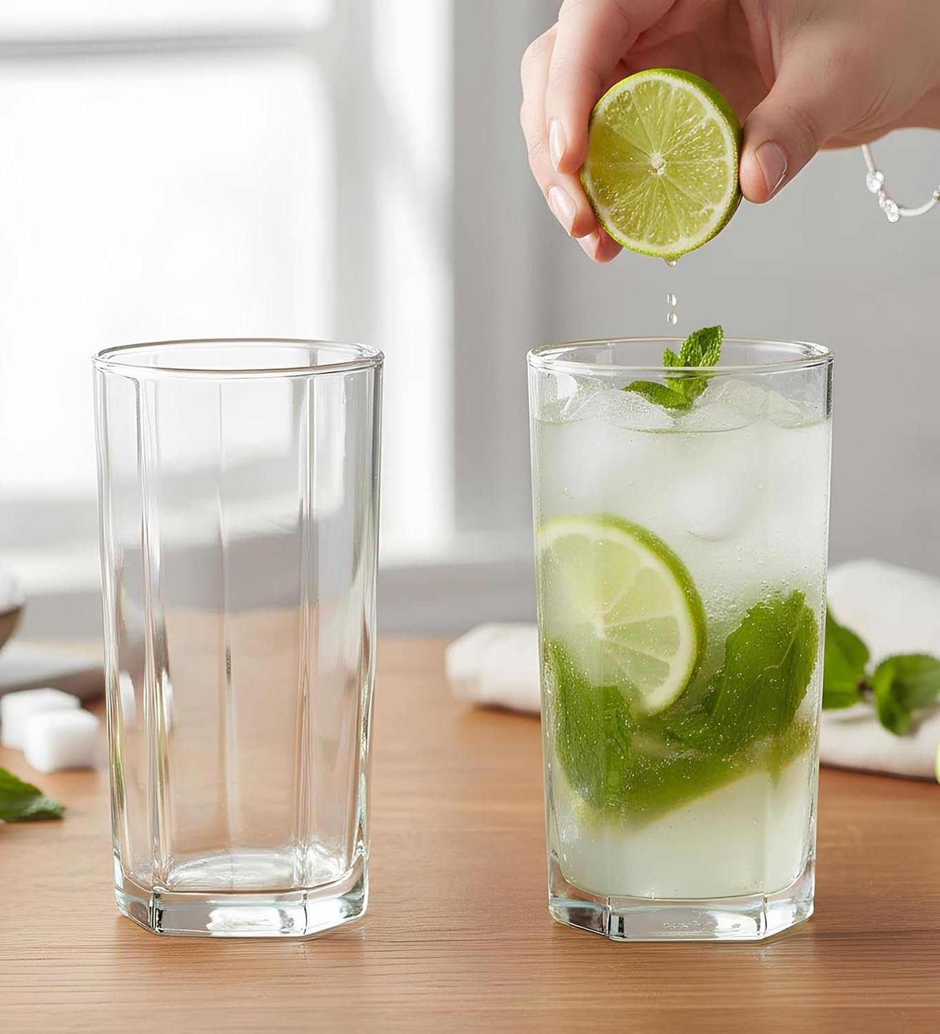 Yera Prima Pyramid Zest Designer Tumbler Set of 6, 210 ml Each | Tumblers for Water, Cold Drinks, Juice | Dishwasher Safe | for Daily use & Gifting