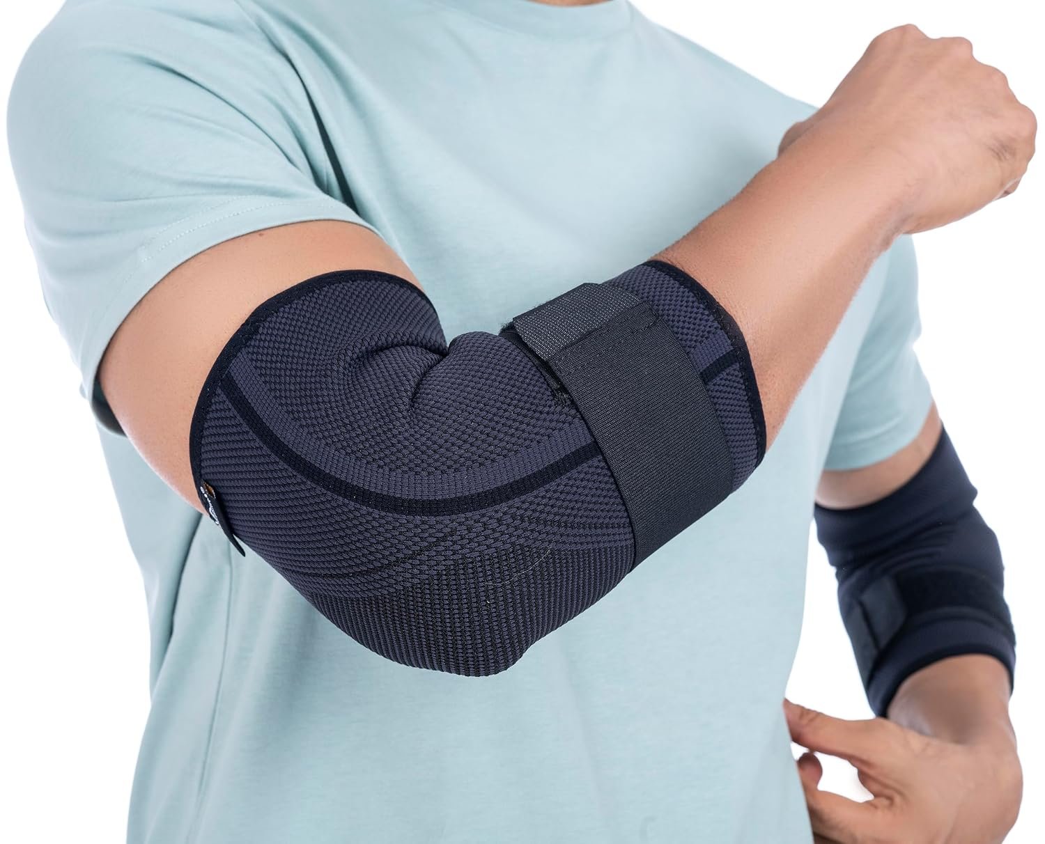 FOVERA Elbow Support Brace with Strap - Adjustable Compression Elbow Binder for Tennis Elbow, Golfer's Elbow, and Tendonitis Relief - Comfortable Arm Sleeve for Sports and Recovery (Size - XL, 1 U