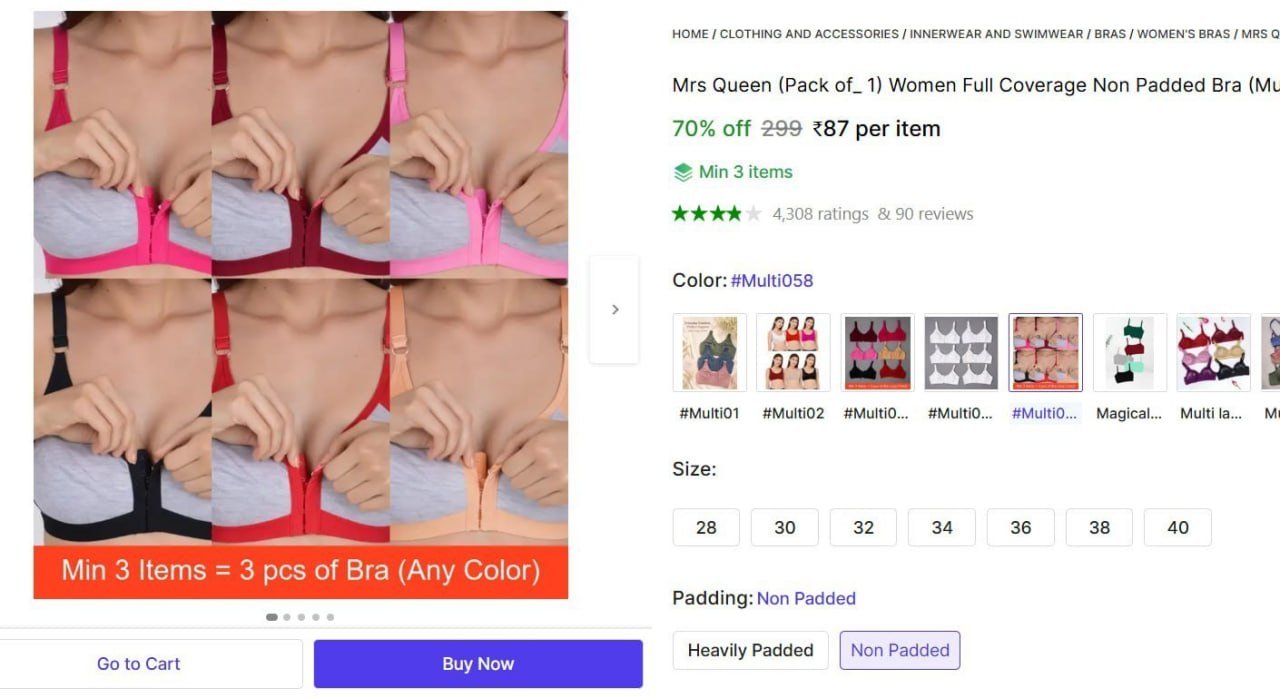 mrs queen pack of 1 women full coverage non padded bra
