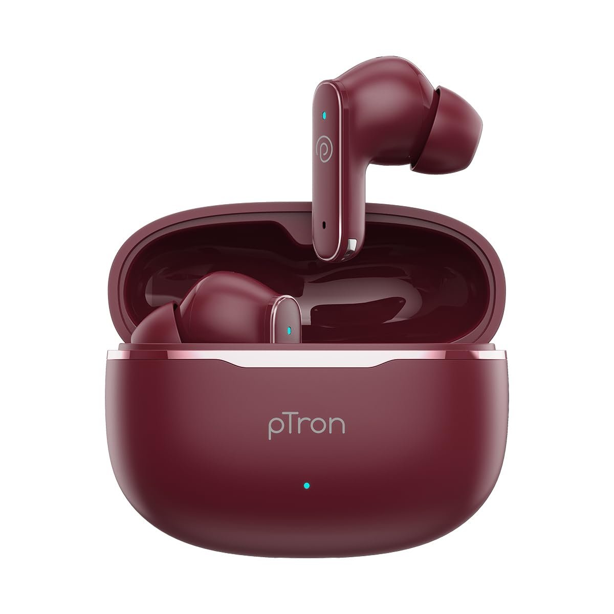 pTron Bassbuds Eon in-Ear TWS Earbuds w/ 13mm Drivers, 45Hrs Playtime, Dual HD Mic & TruTalk AI-ENC Calls, Custom EQ,Mobile App, Bluetooth v6.0 Headphones,Voice Assist., Type C Charging & IPX5