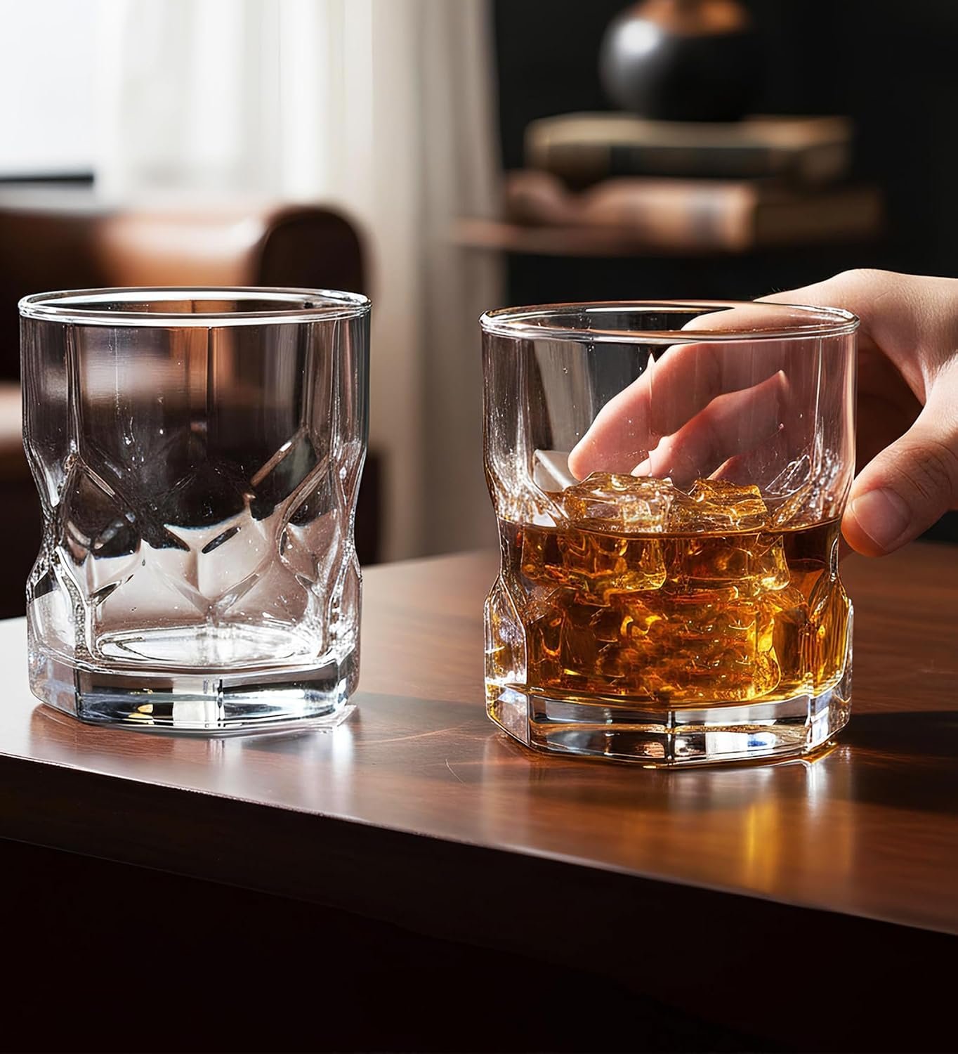 Yera Prima Oak Whisky/Scotch/Water Glasses- 285 ml Each -Set of 4 pcs Tumblers Lead-Free Whiskey Glasses for Scotch Bourbon Cognac Brandy Cocktail Whiskey