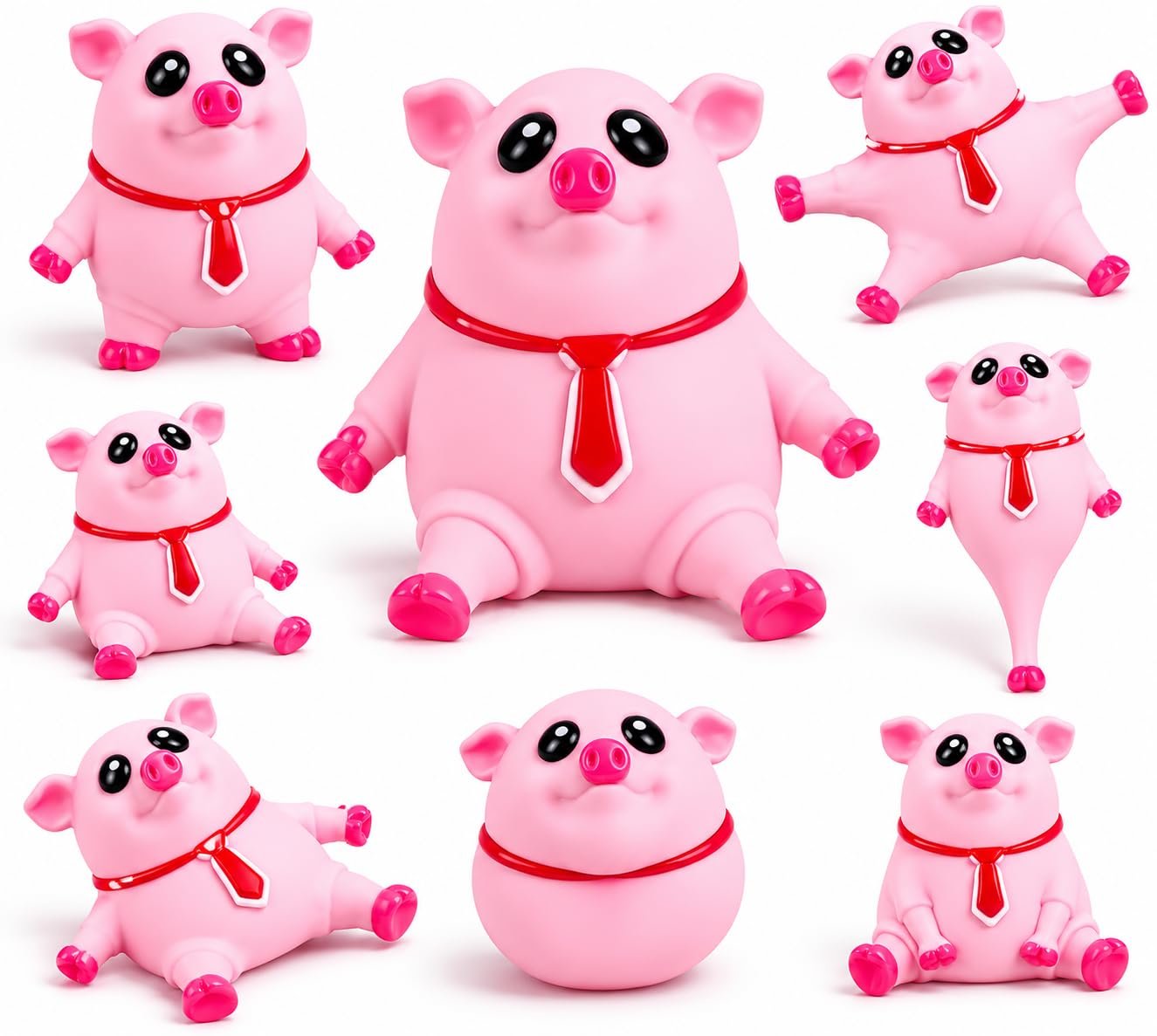 Cute Pig Squishy Toy with Soft Stretchable Body, Squeeze and Pull Fidget Toy for Kids and Adults, Novelty Stress Toy for Desk, Travel, Birthday Gifts and Party Return Favors