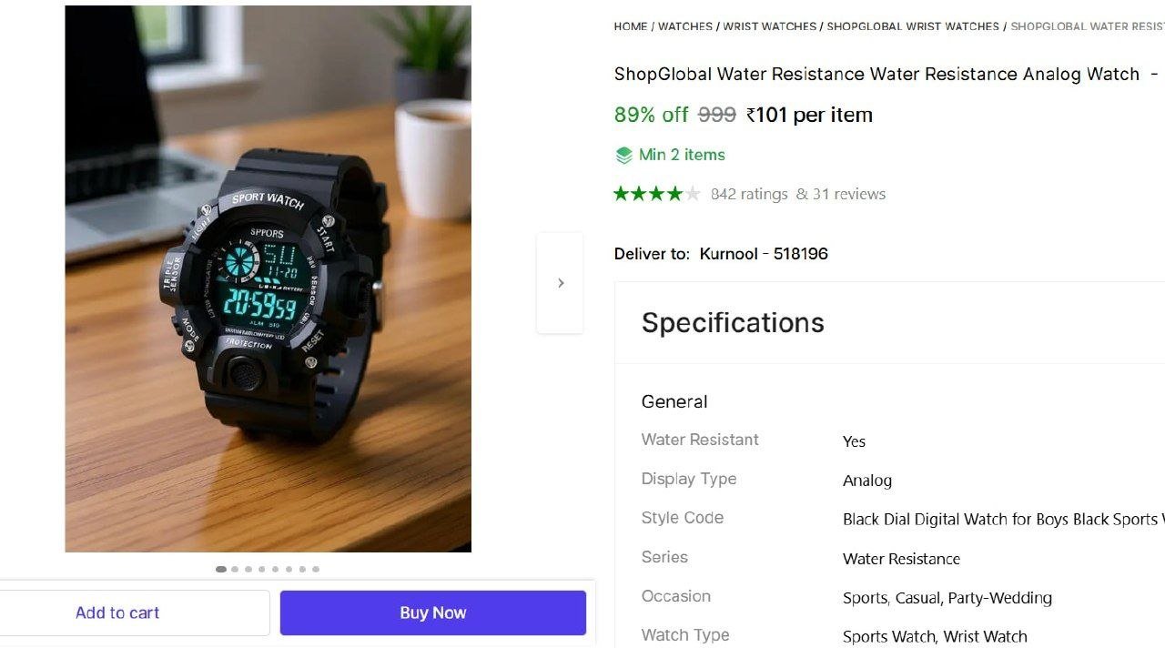 shopglobal water resistance analog watch men