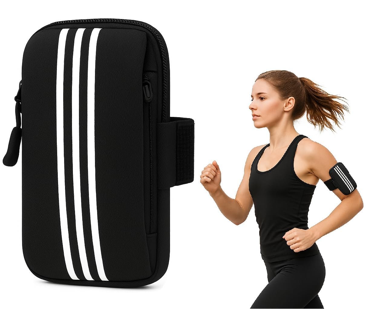 Luminous Waterproof Running Armband for Mobile Phones – Glow‑in‑the‑Dark Trim, Sweat‑Resistant Secure Phone Holder for Jogging, Gym & Hiking, Fits Phones up to 7‑inch Displays Sports