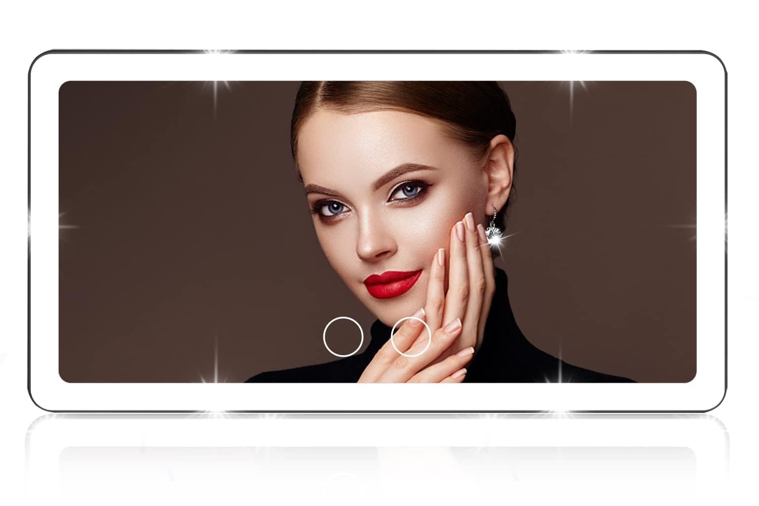 Car Vanity Mirror with LED Lights, Rechargeable 2000 mAh, 3 Light Modes with Dimmable Touch Control, Sun Visor Mirror for Makeup, Grooming and Driving