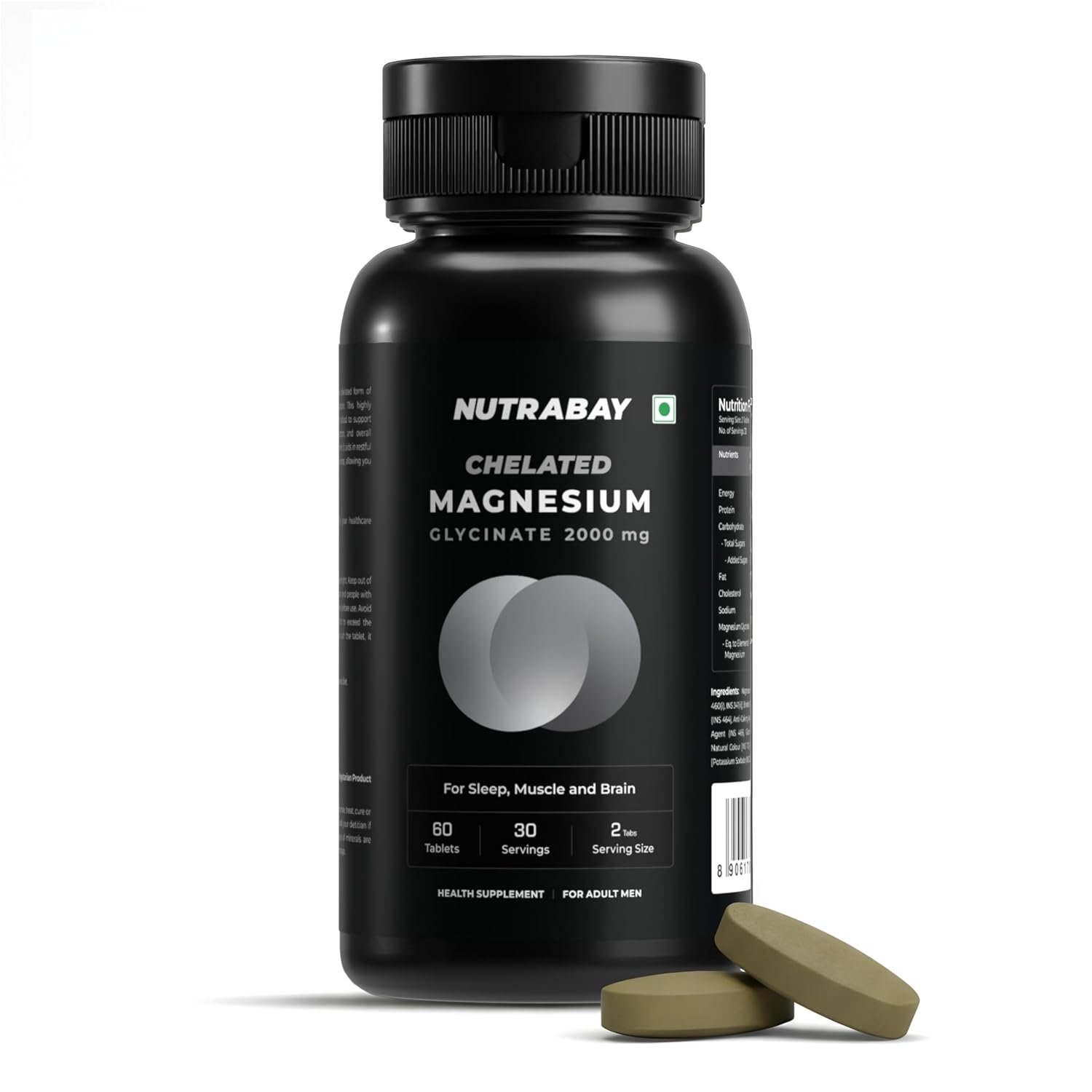 NUTRABAY Magnesium Glycinate 2000mg Per Serving | High Absorbing Chelated Form For Deep Sleep, Muscle Soreness & Brain Function | For Men & Women | 60 Tablets