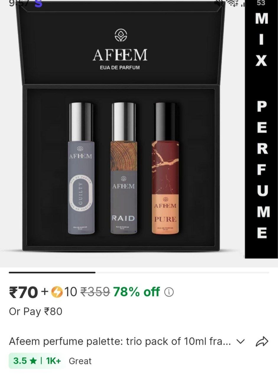 afeem perfume palette trio pack of 10ml fragrances elegance in each bottle eau de parfum 10 ml