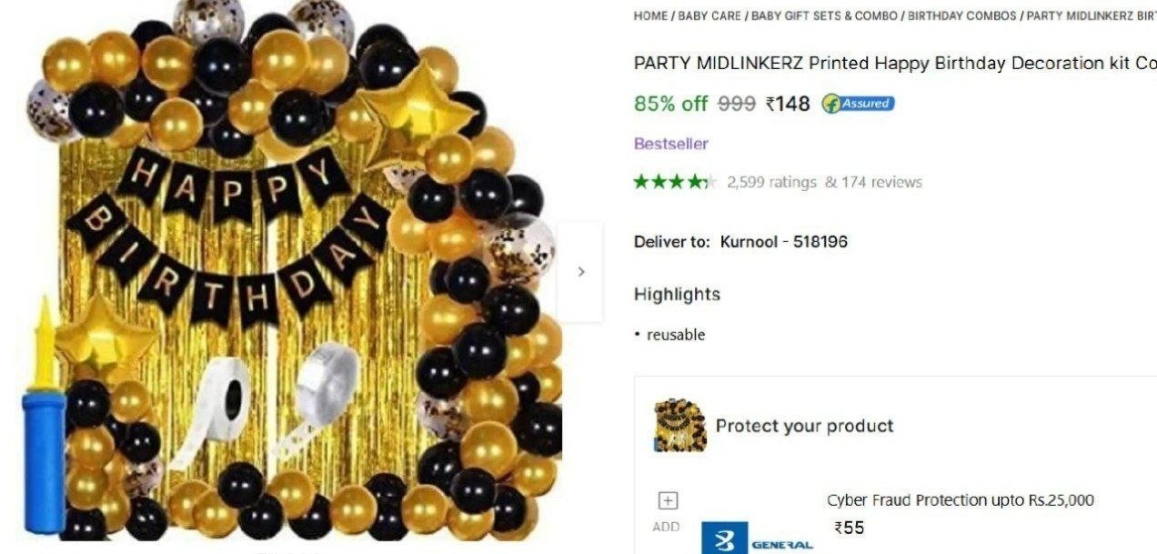 party midlinkerz printed happy birthday decoration kit combo 61 pcs decor