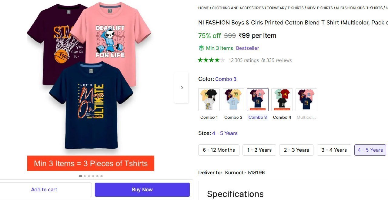 ni fashion boys girls printed cotton blend t shirt