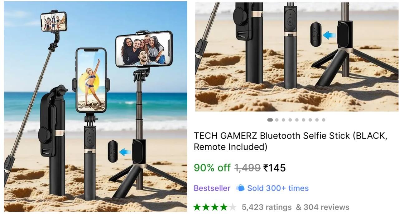 tech gamerz bluetooth selfie stick