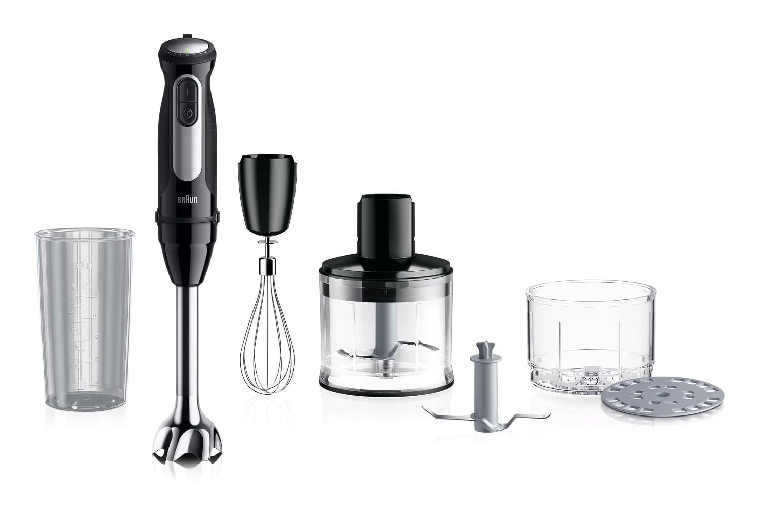 Braun MultiQuick 5 Pro, Powerful 1000W Hand Blender, Patented PowerBell Technology, Made in Europe, Guranteed Splash-Proof, 25 Speed + Turbo, All-in-1: Blender, Grinder, Chopper & Whisker, MQ55254