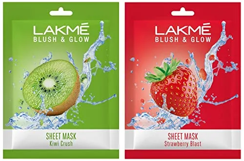 LAKM Blush & Glow Kiwi Sheet Mask, 20 ml & Blush & Glow Stra...
