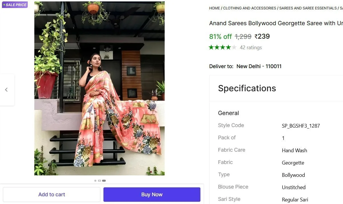 Bollywood Georgette Saree with Unstitched Blouse