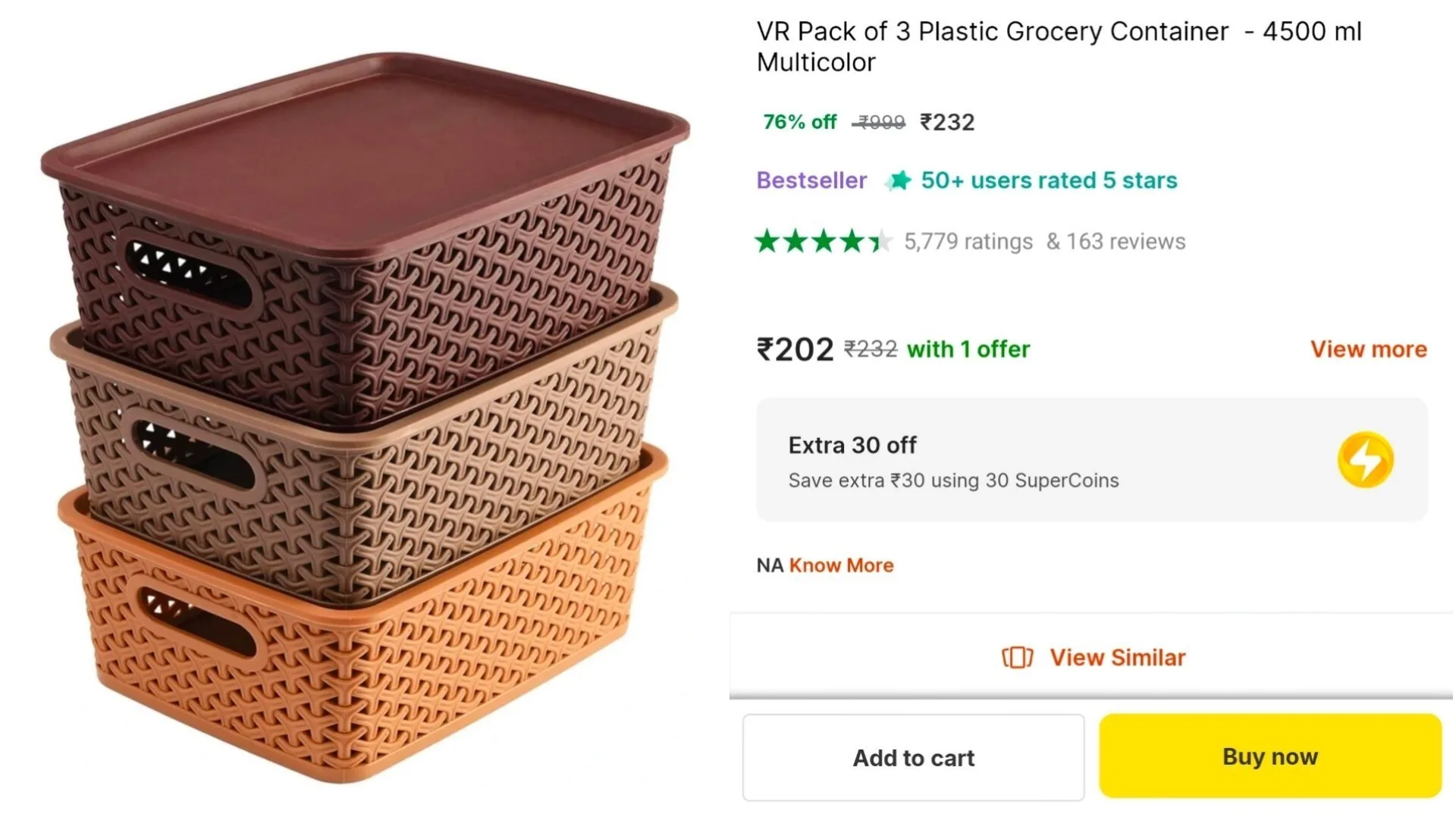 Pack of 3 Grocery Container
